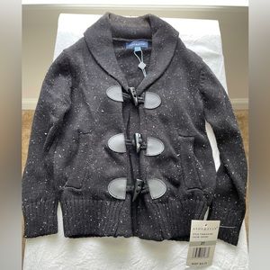 NWT Andy & Evan Toddler Shawl Collar Toggle Cardigan Sweater 2T Speckled Oxford